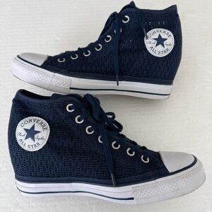 CONVERSE 552696C Chuck Taylor All Star Lux Navy Hidden Wedge Sneakers Size 10